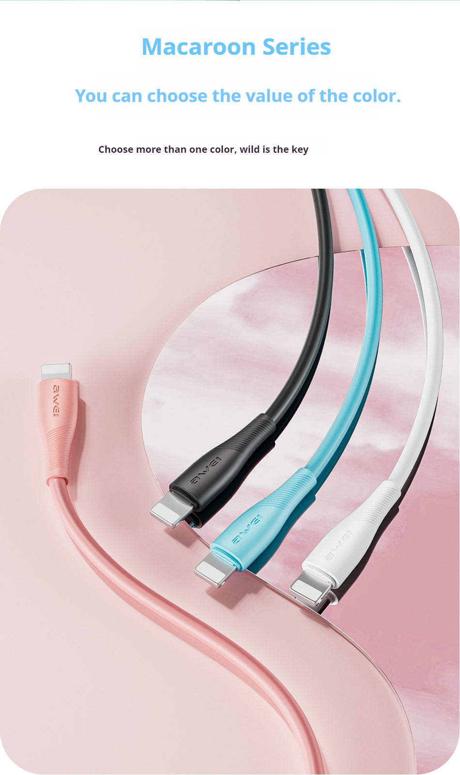 AWEI USB-A To LIGHTNING Fast Charging Cable 1m