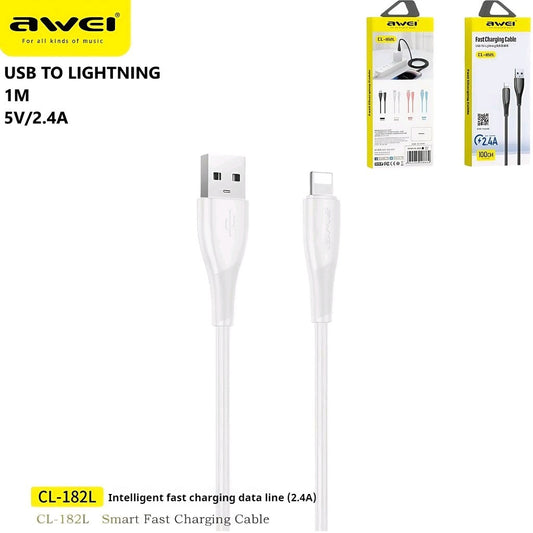 AWEI USB-A To LIGHTNING Fast Charging Cable 1m