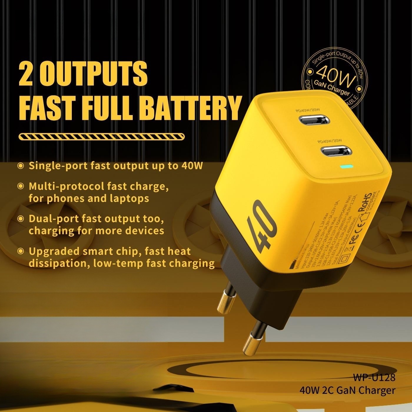 Gallium Nitride 40W Mobile Phone Charging Plug Charger